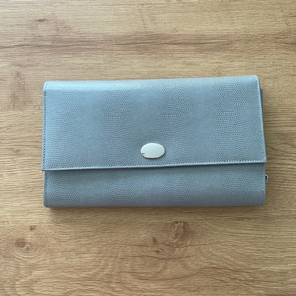 Pottery Barn Jewelry Travel Divider / grey / pattern print / leather